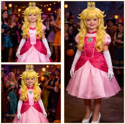 Mildiso 7pcs Girls Golden Blonde Princess Wig Kids Costume Halloween M138 - Image 4