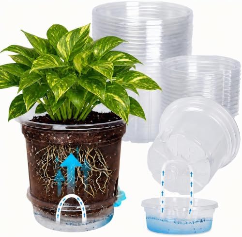 MIXC 12 Pack 5 Inch Self Watering Pots for Indoor Plants with Wicking Rope by MIXC
