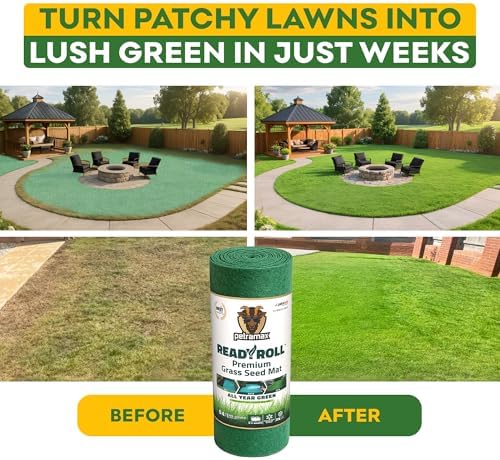 Petramax ReadyRoll Biodegradable Kentucky Grass Seed Mat for Southern Lawn (108 ft.) 3-in-1 Grass Seed Rolls w/Mulch & Fertilizer - Perennial Rye, Tall Fescue Blend - Heat Tolerant Lawn Repair Patch - Image 2
