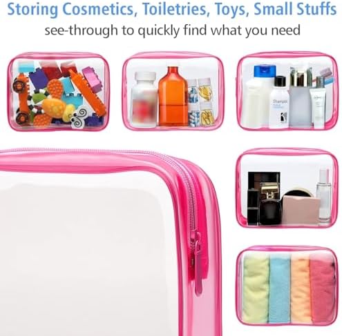 PACKISM Clear Makeup Bag for Travel - TSA Approved Toiletry Bag, Hot Pink - Image 5