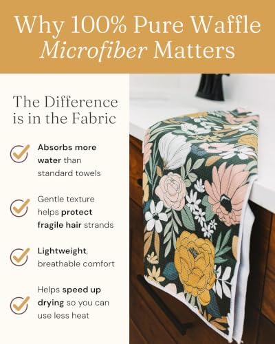 Microfiber Hair Towel Wrap for Women - Anti-Frizz Quick Dry Hair Wrap for Long Hair - Hair Towels for Women, Hair Drying Towel Wrap-Teal Butterfly Floral - Image 5