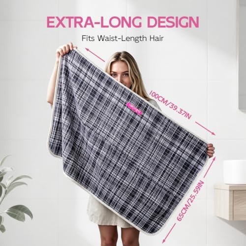 Years calm XL Microfiber Hair Towel Wrap for Women，Gray Stripes - Image 5