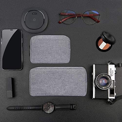 Portable Electronics Accessories Storage Bag, 2PCS Big + Small Carrying Case Travel Cable Organizer Cosmetic Bag Pouch Compatible Hard Drive, Power Bank, Mouse, Laptop Charger, Cellphone, Gray - Image 6