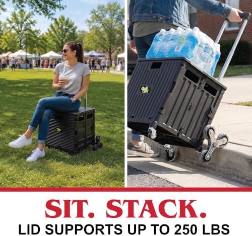 dbest Products Quik Cart Elite Stair Climber Rolling Crate - Black - Image 5