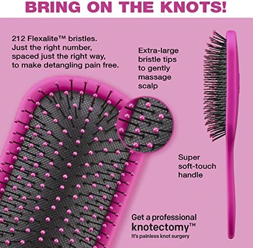 The Knot Dr. hair brush by Conair - Detangling hair brush - Removes Knots and Tangles in wet or dry Hair - hair brushes for women - Pink - Image 2