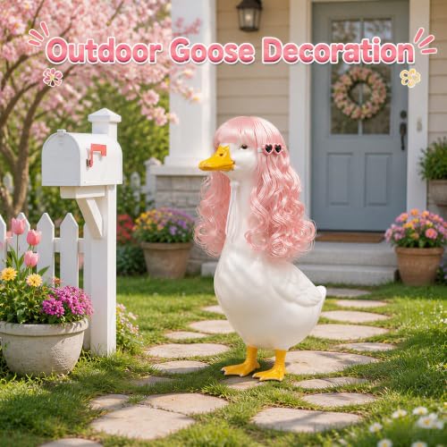 4Pcs Porch Goose Wigs with Hair Clips, Goose Statue Accessories for 17 23” - Image 6