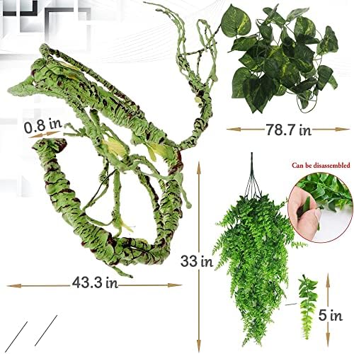Fake Reptile Plants for Terrarium, Bendable Snake Climbing Vine - Image 6