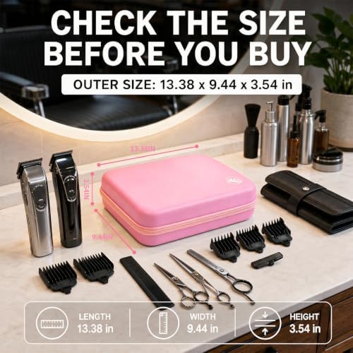 Boobowl Hard Travel Case for Hair Clippers, Barber Tool Organizer, Pink - Image 6
