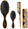 Meanplan Tortoise Shell Hair Comb Set Cellulose Acetate Paddle Detangler Brush Wide Tooth Comb Mini Tail Brushes Kit Grooming Tools for Women Men Thick Thin Curly Wavy Wet Dry Hair Gift by Meanplan