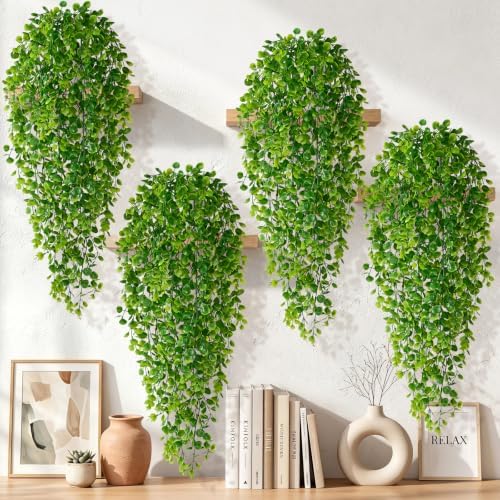 4Pcs Fake Hanging Plants, 32" Artificial Plants Eucalyptus Greenery Vines by Yastouay