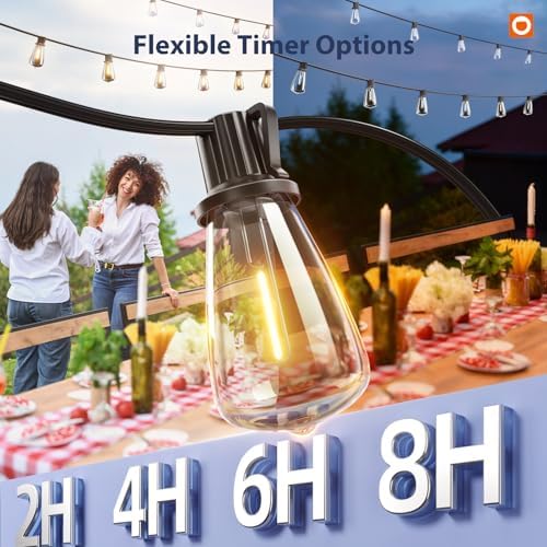 addlon 102FT(96+6) Solar String Lights Outdoor with Remote, 48 LED Dimmable - Image 4
