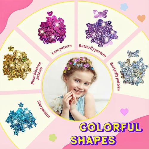 AOSITE 200PCS Girls Hair Glitter Patch-No Stamper Tool, Girl Birthday Gift - Image 2