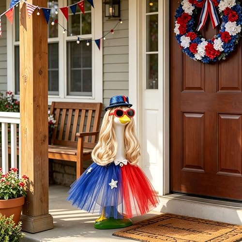 Porch Goose September Labor Day Outfit with Long Blonde Goose Wig - Image 5