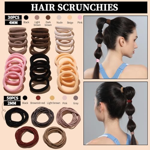 FANDAMEI Hair Ties Kit for Women, Velvet Scrunchies, Elastic Rubber Bands, Seamless Hair Ties, Hair Clips, Bobby Pins, U Shaped Hair Pins for Styling, Hair Accessories Kit - Image 4