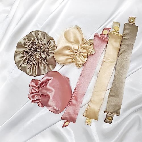3Sets/6PCS Ariuvor New Satin Heatless Hair Curler,Hair Rollers for Heatless Curls with Hair Caps,Soft Heatless Curling Rod Headband for Long Hair,No Heat Curling to Sleep in Overnight(black) - Image 7