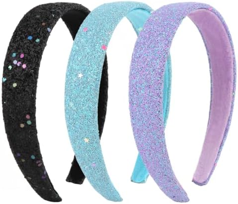 Headbands for Girls, 3 Pack Sparkly Glitter Toddler Girls Headbands by Uintoon