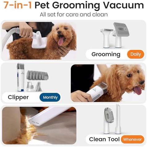 oneisall Dog Grooming Vacuum,7 in 1 Grooming kit Tools with Low Noise - Image 2