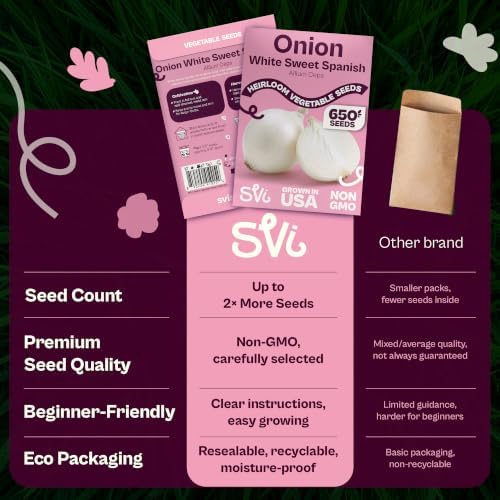 SVI 650 White Sweet Spanish Onion Heirloom Vegetable Seeds Allium cepa - Image 6