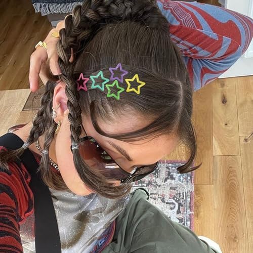 SAOROPEB Star Hair Clips Multicolor 2000s Y2K Hair Accessories-100PCS 1.18" - Image 6