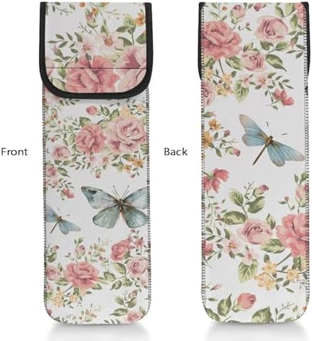Floral Butterfly Curling Iron Travel Case Heat-Resistant Neoprene Curling Iron Holder Flat Iron Curling Wand Travel Cover Case Bag Pouch for Travel Home Outdoor - Image 3