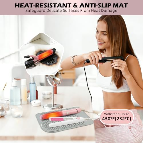 Silicone Heat Resistant Mat for Hair Tools, 11" x 7.5", Gray - Image 2