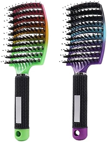 Magical Ultra Detangling Brush for Wet or Dry Hair, Detangler Brush, Fast Drying Styling Massage Hairbrush for Men, Women and Kids (2pcsRainbow-G) by Heubek