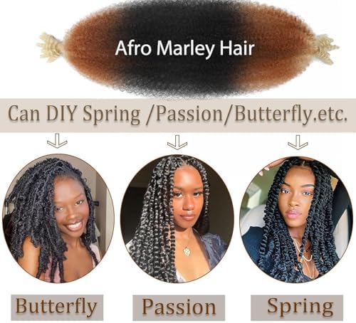 Celie Marley Twist Braiding Hair Pre-Fluffed 18 Inch 8 Packs Spring Cuban Twist Hair Springy Afro Twist Hair Wrapping Hair for Soft Faux Locs Pre Stretched Kinky Mini Natural Bob Two Strand 1B/30/613# - Image 6