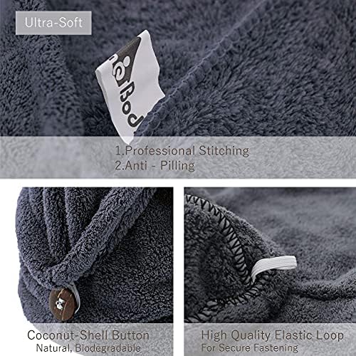myHomeBody Hair Towel Wrap, Quick Drying Turban, Absorbent Cap – Blue - Image 5