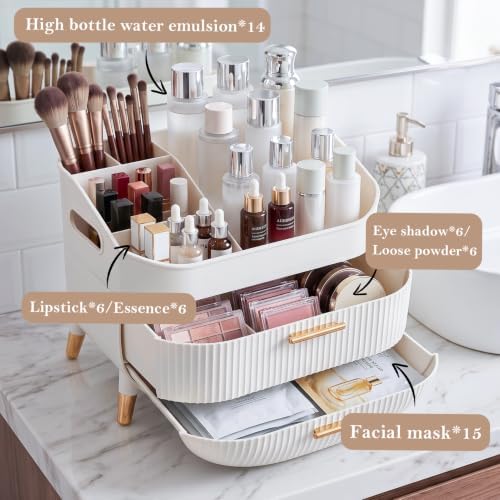 Makeup Organizer Countertop, Skincare Organizer with Drawers for Vanity - Image 3