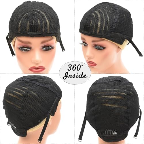 Crochet Wig Cap Breathable Braided Cornrow Cap with Adjustable Band Strap for Easier Sew in Hair Weave Glueless Crochet Net Cap with Combs for Making Braid Hair Wig Large Size(crochet cap,1pc) - Image 5