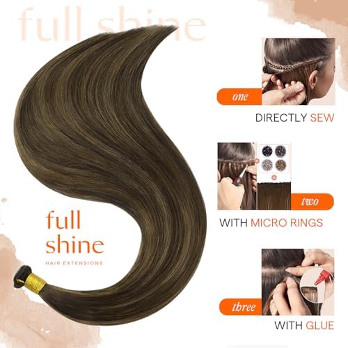 Full Shine Hand Tied Weft Human Hair Extensions Sew In 20 Inch 80g - Image 3
