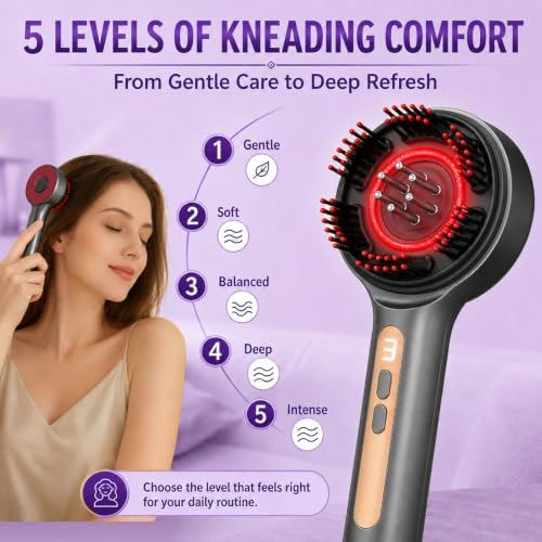 Electric Scalp Massager, Rechargeable 3-in-1 Hair Oil Applicator, IPX7 Waterproof Scalp Scrubber, Portable Head Massager Scalp Brush for Home & Travel (Grey) - Image 5