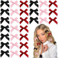 30PCS Small Hair Bows Black Mini Bow Hair Clips Satin Mini Pink Bows Coquette Barrettes Hair Accessories for Women Girls by YAEISM