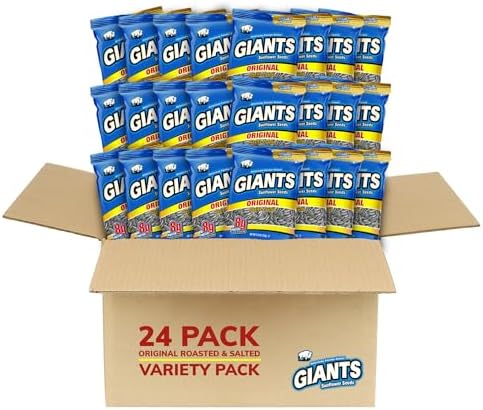 GIANTS Original Sunflower Seeds, Bulk, Lightly Salted Sunflower Seeds for Eating, High Protein Snack - 5.75 oz Resealable Bags (Case of 24) by GIANTSNACKS