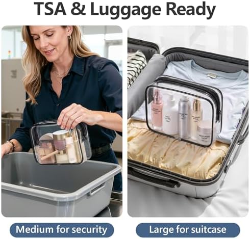 PACKISM Clear Makeup Bag for Travel - TSA Approved Toiletry Bag, 2 Black - Image 2
