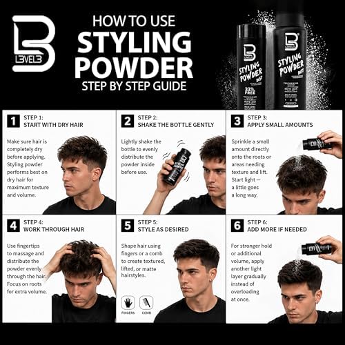 L3 Level 3 Hair Texture Powder for Men, Volume, Natural Look, 30 g - Image 5