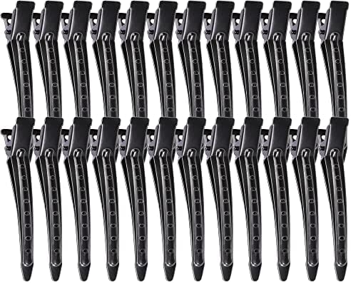YGDZ Duck Billed Clips, 30pcs 3.5 inch Metal Alligator Hair Clips with Holes, Hair Clips for Styling Sectioning, Hair Coloring, Pin Curl Clips for Hair Roller, Black by YGDZ