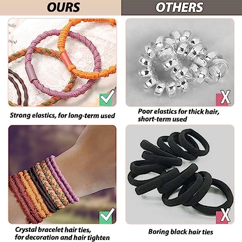 KANPRINCESS Hair Tie Bracelet, 10Pcs Boho Hair Ties For Girls and Women, Elastic Hair Ties, Hair Bands For Ponytails, Ponytail Holder For Daily Life, Sport, Cooking, Working - Image 3