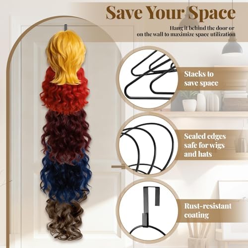 3 Set Wig Storage Organizers for Multiple Wigs Strorage Bags with Hangers Racks Dust-proof Space Saving Hair Extensions Hanging Holder for Hat Tie Scarf Handbag Towel Accessories - Image 4