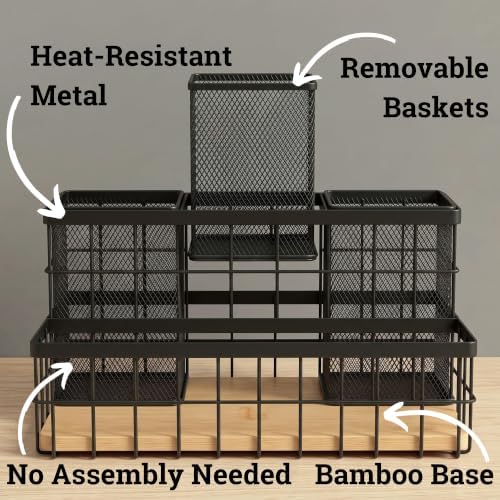 Hair Tool Organizer Countertop, Breathable Metal & Bamboo, Heat-Resistant - Image 2