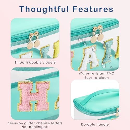 uekeboag Chenille Letter Clear Hair Makeup Bag(05Green) - Image 3