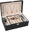 LANDICI 2-Layer Jewelry Box with 4 Watch Slots and Removable Tray, Black by LANDICI