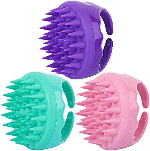 3 Pcs Silicone Scalp Massager & Shampoo Brush, Handheld Scalp Scrubber Cleansing Brush for Shower by BTYMS