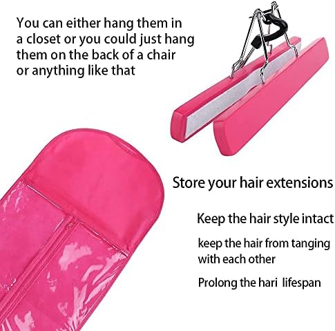 2 Pack Extra Long Hair Extension Holder Wig Storage Bag with Hanger Hairpieces Ponytail Bundles Storage Carrier Case for Store Style Hair Travel Hair Extensions Bag - Image 4