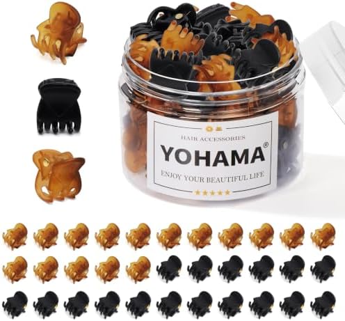 YOHAMA 36Pcs Mini Claw Clips for Women Strong Small Bangs Clips Black&Brown by YOHAMA