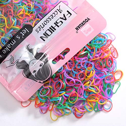 Youxuan Kids Elastics No Damage Colored Hair Bands Fashion Girls Hair Ties 1000 Count Small Size - Image 2