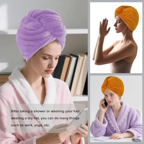 Microfiber Hair Drying Towel Wrap,Hair Turbans Towel for Wet Hair - Image 5