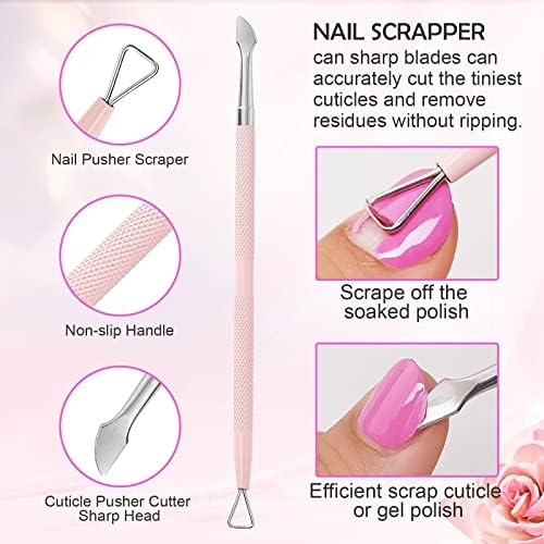 Makartt 3 Pcs Pink Cuticle Nipper Set, Stainless Steel Pusher & Scraper - Image 5