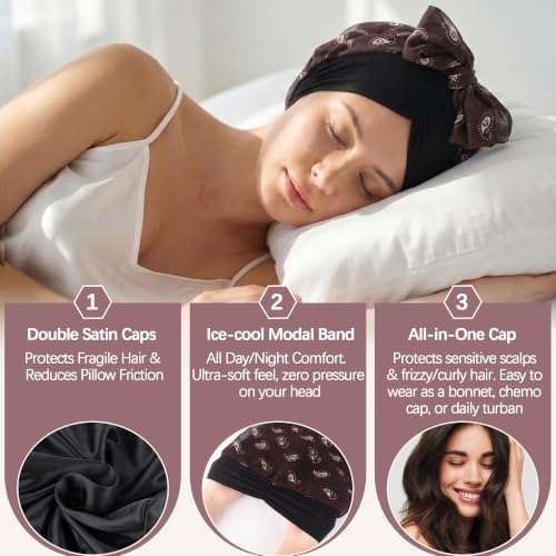 Ababalaya Satin Lined Head Wrap Chemo Headwear for Women - Image 5