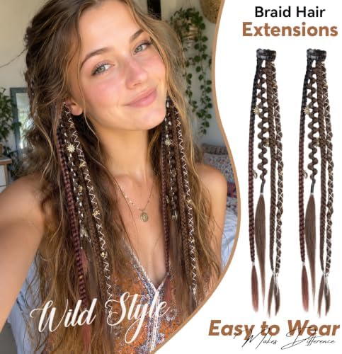 2Pcs 20" Clip in braid Hair Extensions Women (Light Brown Mix) - Image 7